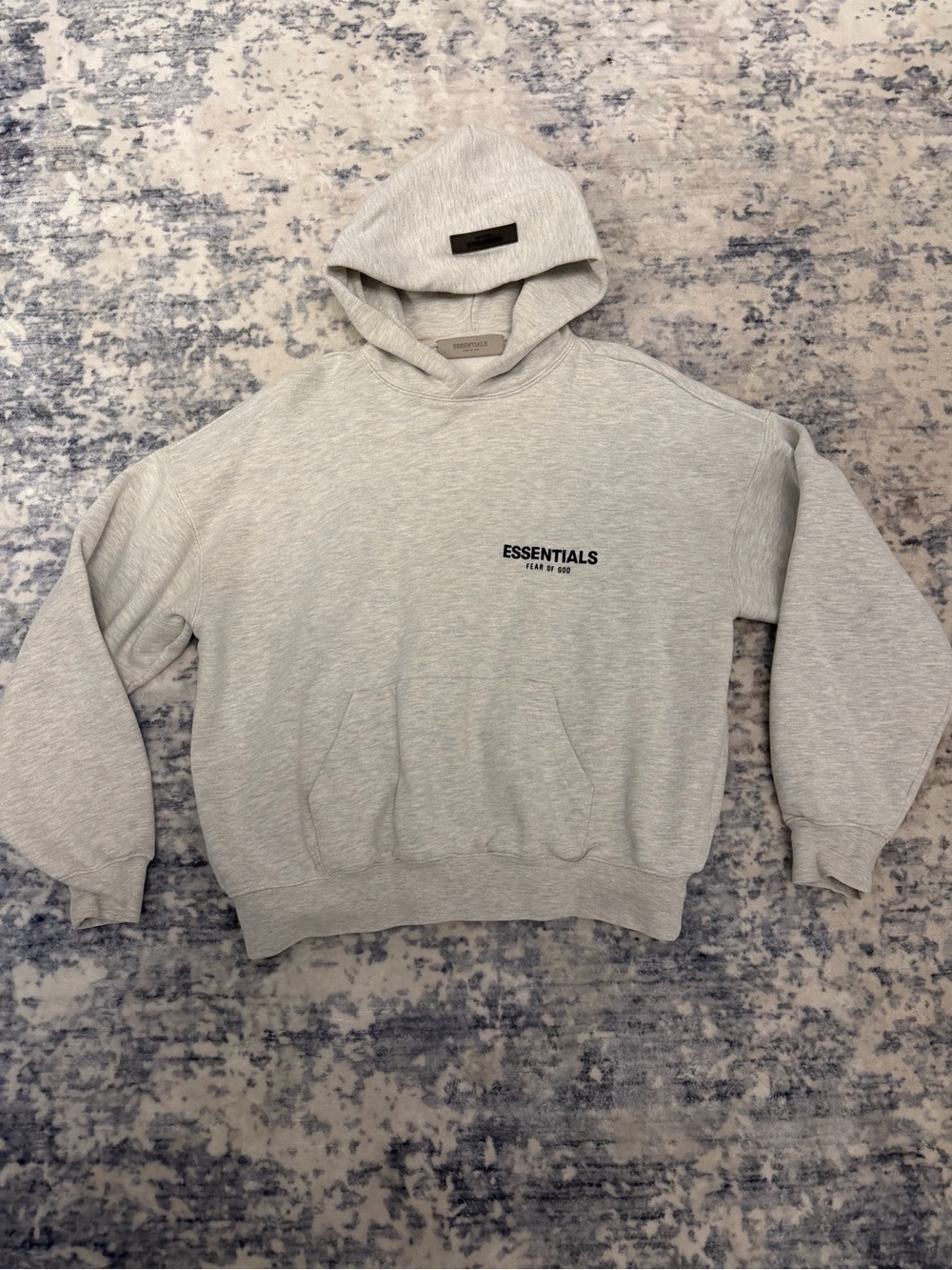 ESSENTIALS Light Gray Pullover Hoodie with Small Chest Logo